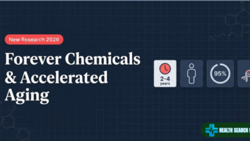 PFAS aging infographic showing forever chemicals linked to accelerated epigenetic aging in middle-aged men with key study statistics