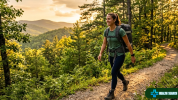 Rucking for weight loss — person walking with a weighted backpack on a trail