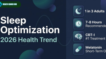 Things to help you sleep infographic showing sleep optimization trends for 2026 including CBT-I therapy melatonin supplements and sleep hygiene statistics